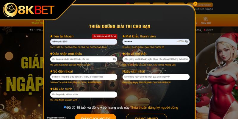 Xác nhận và đăng ký nhà cái 8KBET